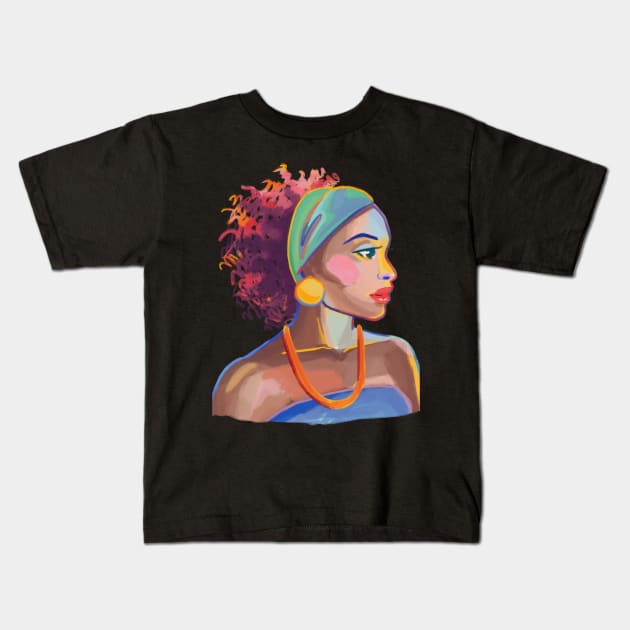 Cute Afro Women Kids T-Shirt by B&C Fashion